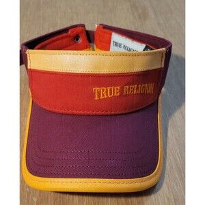 True Religion Sun Visor Hat Cap Adjustable Strap Color Red Multicolor